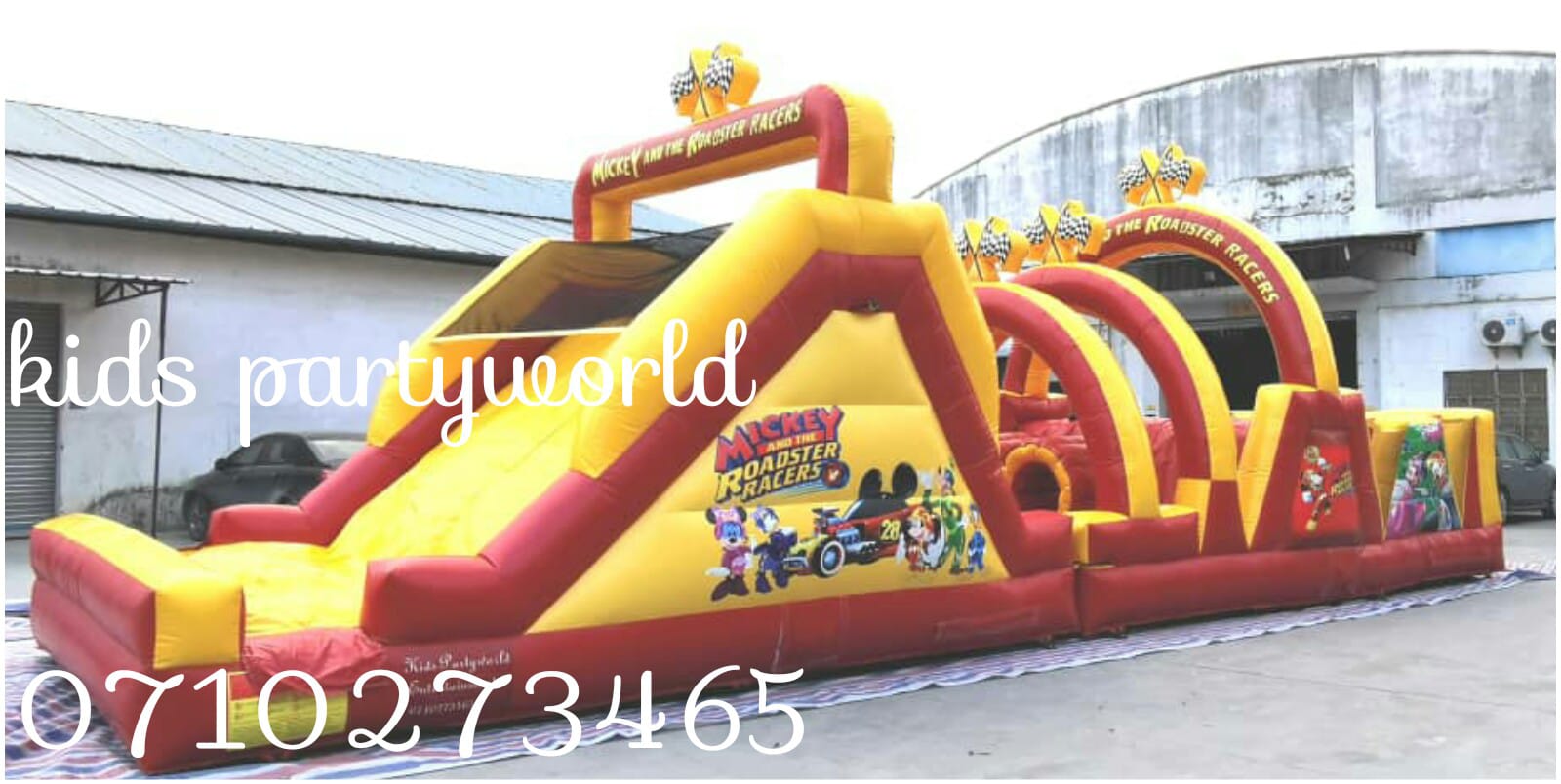 Mickey and Roadster Racers Combo Bouncing Castle for Hire