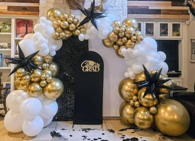 Graduation backdrop design 5 for hire in Nairobi — customisable balloon and floral installation