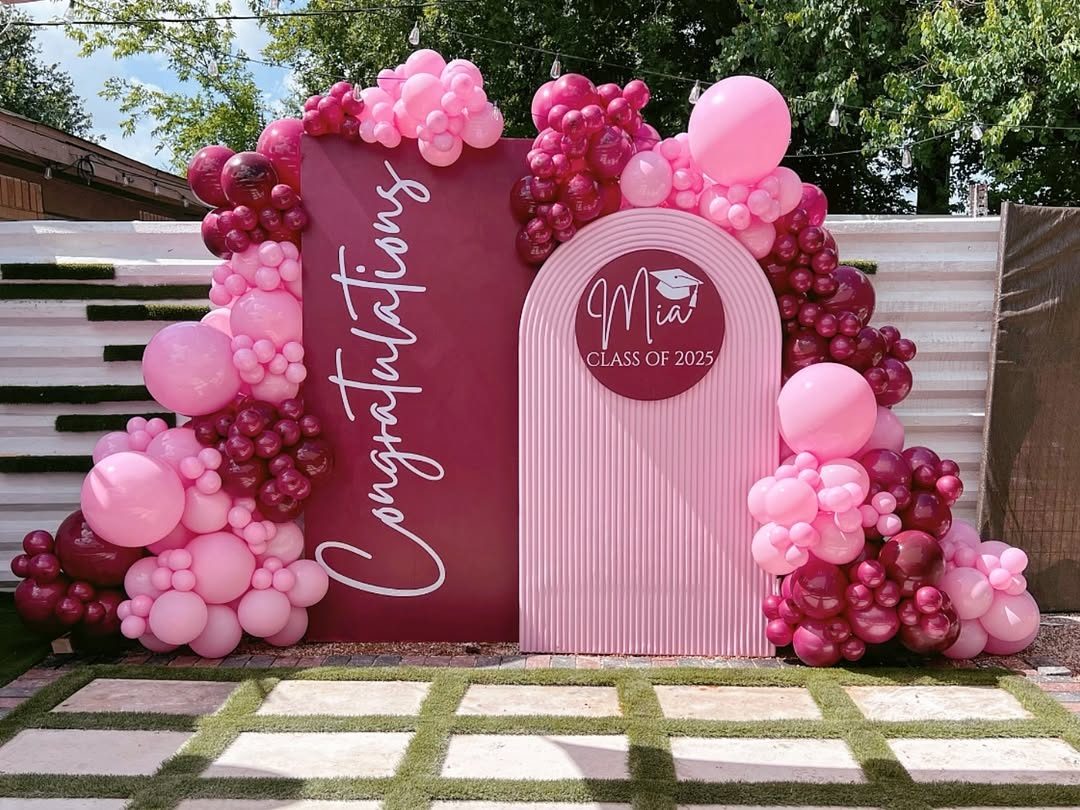 Graduation backdrop design 9 for hire in Nairobi — customisable balloon and floral installation